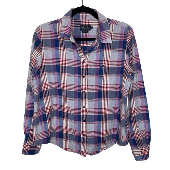 Pendleton Women Seaside Plaid Button Down Shirt Medium - Picture 3 of 12